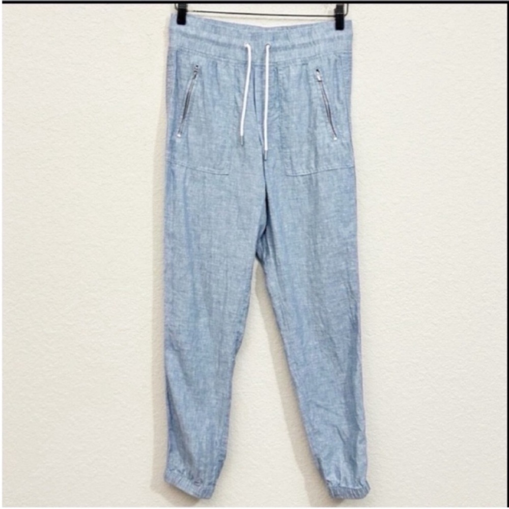 Athleta Cabo Linen Light Blue Women’s Drawstring Jogger Pants Size 6